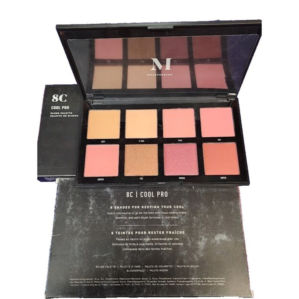 Morphe 8C Cool Pro Blush Palette 8 Pan Pressed Powder Shades Authentic NIB Rare